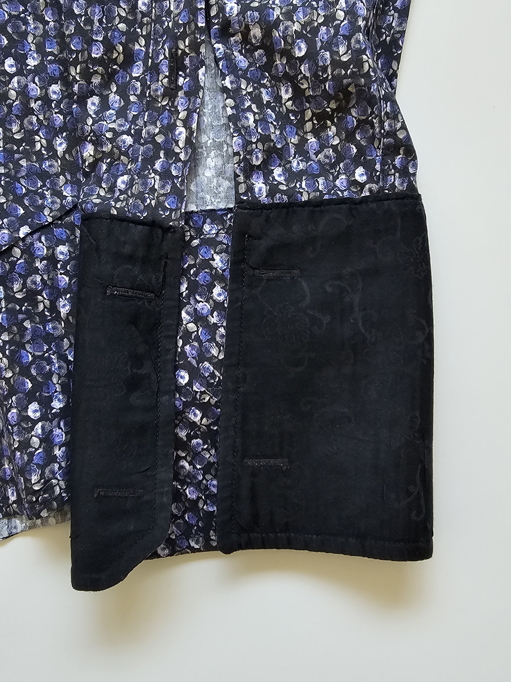 Ted Baker Black and Navy Micro Floral Dress Shirt Sz. 16 - Picture 3 of 8